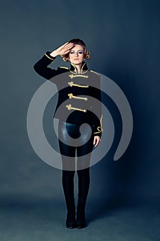 Girl in the old-fashioned uniform