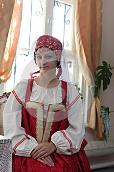 Girl in old russian clothes