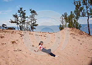 Girl in Olkhon Island Sand photo