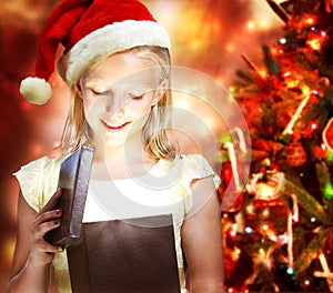 Girl Opening a Gift Box