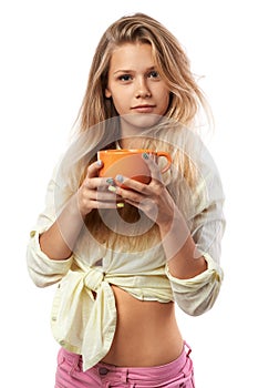 Girl with an orange cup