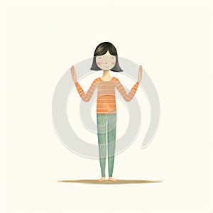 Cute And Dreamy Yoga Illustration Of A Woman In Tadasana Pose photo