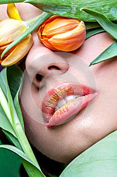 Girl with orange lips