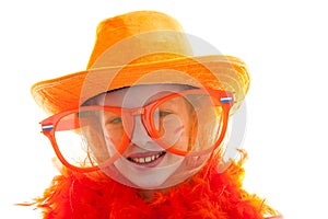 Girl in orange outfit photo
