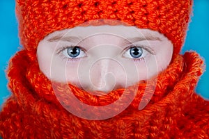 Girl in Orange Scarf and hat