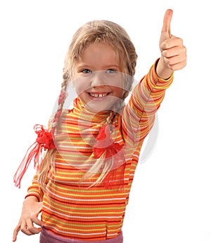 A girl is in orange sweater.