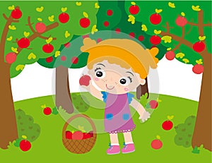 Girl in orchard