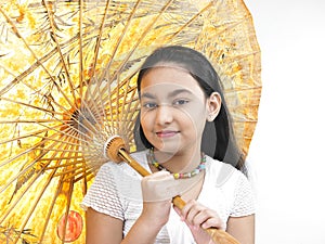 Girl with an oriental umbrella