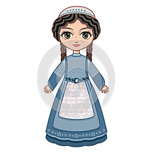 The girl in Orthodox Jews dress. Historical clothes. photo