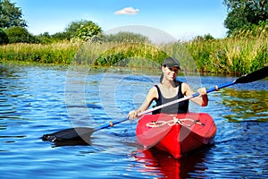 Girl with paddle and kayak 4