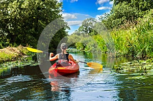 Girl with paddle and kayak 6