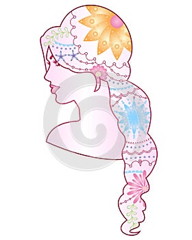 Girl painted hair gradient