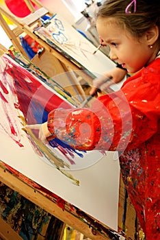 Girl painting with her finger