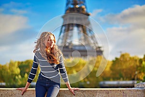 Girl in Paris on a spring or fall day