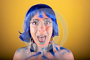 Girl party lgtbi blue color surprise costume wig