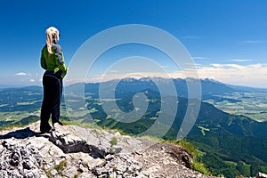 Girl on the peak of Velky Chocz, Slovakia