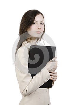 Girl with pen and folder