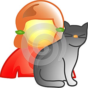 Girl with pet cat icon