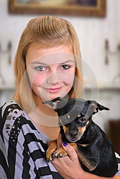 Girl with Pet Dog