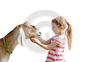 Girl with pet goat photo