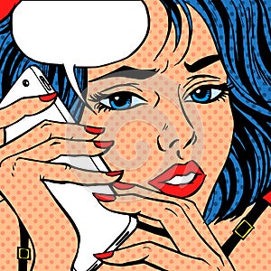 Girl phone talk Pop art vintage comic