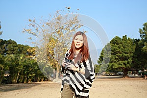 Girl photo shooting in the picnic