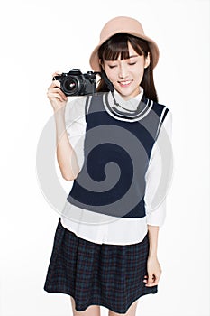 Girl is a photography enthusiast