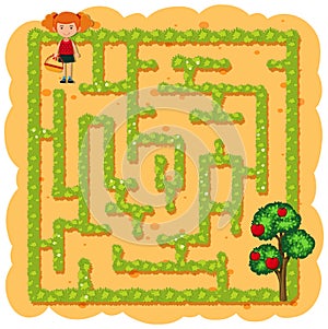 A girl picking fruit maze game