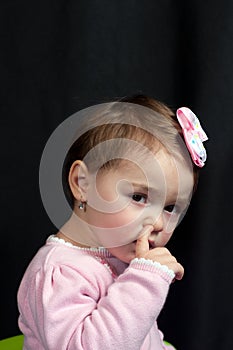 Toddler Girl Picking Her Nose