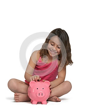 Girl with piggy bank