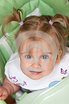 Girl with pigtails portrait