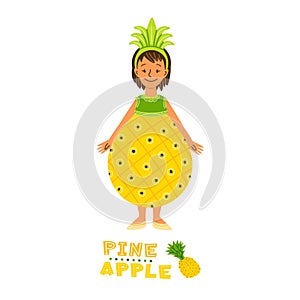 Girl in pineapple fruit costume
