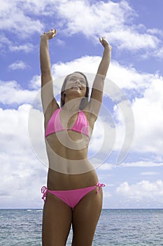 Girl in pink bikini photo