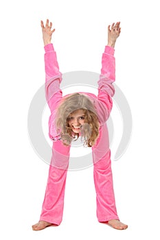 Girl in pink clothes represents letter h