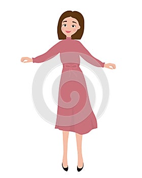 Girl in pink evening dress Digital paper doll Fashion girl clothes vector illustration