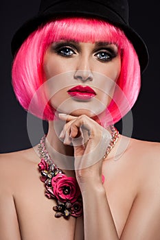 Girl with pink hair and an decoration