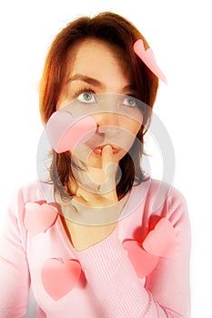 Girl with Pink Top and Valentines