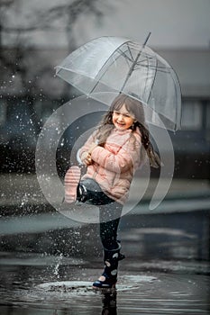 Girl with pink umbrella