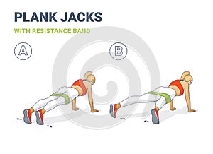 Girl Plank Jacks Weight Loss Workout Exercise Colorful Concept