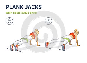 Girl Plank Jacks Weight Loss Workout Exercise Colorful Concept photo