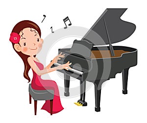 Girl play the piano photo