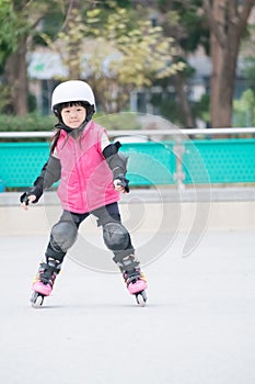 Girl play roller skating