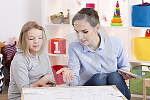 Girl during play therapy session