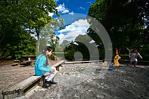 Girl on a playfield in Denmark