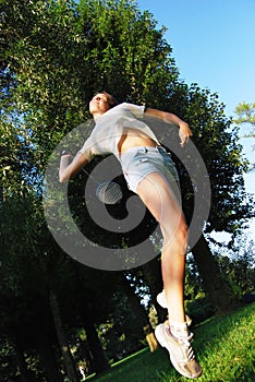 Girl playing badminton