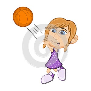 Girl playing basketball cartoon