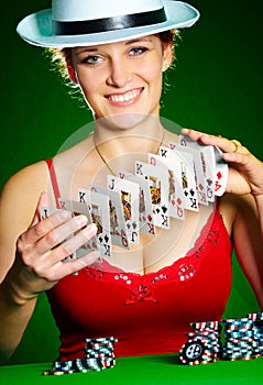 Girl and playing cards