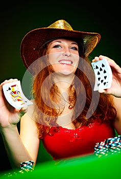 Girl and playing cards