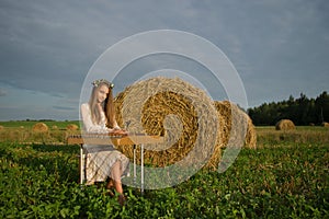 Girl playing on cymbalo