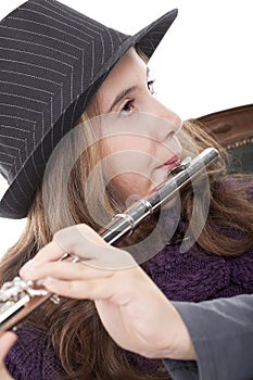 Girl playing flute photo